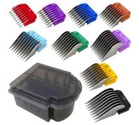 Set di Pettini Guida a 9 Colori in Acciaio Inox Animal per la Maggior Parte, Compatibile con Oster, Compatibile con Wahl, Compatibile con Andis, (SOLO Lame Snap On Taglia #10/15/30)