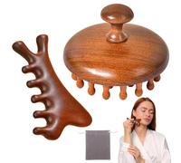 Set di pettini in legno: 2 pezzi, strumenti per massaggi e custodia, 4 in 1, cuoio capelluto
