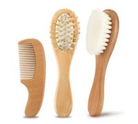 Set di pettini per bambini, in legno naturale, con setole morbide di capra, per neonati, cura del cuoio capelluto, accessori per bambini