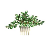 Set di pettini per capelli con strass in 14 colori - Copricapo da sposa fatti a mano, include rosso vino(Green)