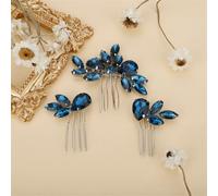 Set di pettini per capelli da sposa fatti a mano copricapo da sposa gioielli strass abiti pettine per capelli 18 blu