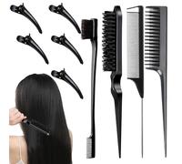 Set di pettini, pettini e spazzole per capelli Salon Beauty per donna | Kit pettine per stuzzicare i capelli da donna,Comodo strumento di bellezza per trucco, saloni, barbieri e uso quotidiano