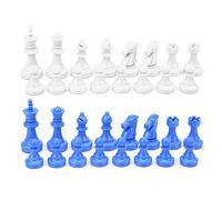Set di pezzi degli scacchi medievali in plastica da 32 pezzi, altezza re 49 mm, senza scacchiera, per competizione, gioco di scacchi internazionale, pezzi standard, blu, bianco,