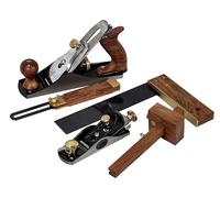 Set di pialle e utensili da falegname Faithfull da 5 pezzi - Legno certificato FSC® - Pialla n. 4, pialla a blocco, squadra, smussatore scorrevole e tracciatore per la lavorazione del legno