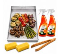 Set di piastre da 30 x 20 cm, con scarico del grasso, compatibile con barbecue a sfera Weber 47
