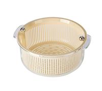 Set di piastre da cucina, cestino a doppio strato di scarico di verdura di verdura che lava il cestino in plastica BPA e cesto di lavaggio per verdure per la pulizia della pulizia (Cream White)
