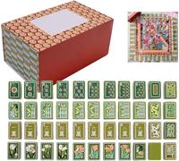 Set di piastrelle Mahjong dipinte a mano, set di 160 piastrelle acriliche uniche con arte vivace, durevoli e portatili, per amanti dei giochi e collezionisti d'arte con custodia