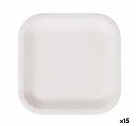 Set di piatti Algon Monouso Bianco Cartone Quadrato 26 cm [15 Unità]