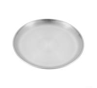 Set di piatti da picnic in acciaio inox per esterni, resistenti al calore, design rotondo e poco profondo, adatti per barbecue da campeggio e pasti di gruppo di piccole e medie dimensioni (un set di