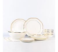Set di piatti da pranzo quadrata in porcellana set di stoviglie da 43 pezzi, servizio per 10, set di stoviglie fatti a mano