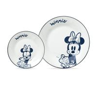 Set Di Piatti Disney Home Minnie Mickey Mouse Porcellana Bianca Blu Bambini