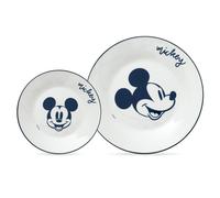 Set Di Piatti Disney Home Minnie Mickey Mouse Porcellana Bianca Blu Bambini
