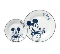 Set Di Piatti Disney Home Minnie Mickey Mouse Porcellana Bianca Blu Bambini