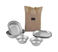 Set di piatti e ciotole da campeggio resistenti al calore, piatti da campeggio in acciaio inox, per campeggio all'aperto