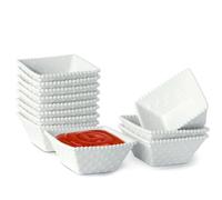 Set di Piatti e Ciotole di Salsa di Soia in Ceramica da 7 cm, 12 Pezzi Ciotole per Immersione, 2.2 once Mini Ciotole Quadrate per Salse, Condimenti, Piatti Piccoli per Antipasti
