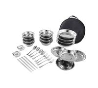 Set di piatti e ciotole in acciaio inox da campeggio, set di utensili da campeggio per picnic, 30 pezzi, 30 pezzi