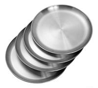 Set di piatti in acciaio inox, 25,4 cm, piatti piani in metallo, leggeri, lavabili in lavastoviglie, per campeggio, cucina, casa (4)