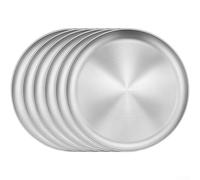 Set di piatti in acciaio inox, 25,4 cm, piatti piani in metallo, leggeri, lavabili in lavastoviglie, per campeggio, cucina, casa (6)