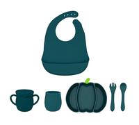 Set di piatti in silicone a forma di zucca di Halloween, pratico vassoio con ventosa per alimenti, strumenti da pranzo sicuri