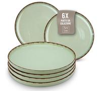 Set di Piatti in Steingut per 6 Persone Rustic - 6 Piatto della colazione Moderni Lavabili in Lavastoviglie - Elegante Servizio di Piatti per 6 Persone, Set Moderno - Pure Living verde menta