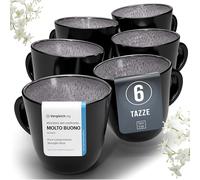 Set di Piatti Moderni per 6 Persone e Tazzine da Caffè alla Moda Ibiza - Servizio di Piatti Elegante e Resistente per Lavastoviglie e Microonde - Pure Living grigio scuro