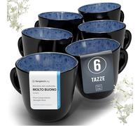 Set di Piatti Moderni per 6 Persone e Tazzine da Caffè alla Moda Ibiza - Servizio di Piatti Elegante e Resistente per Lavastoviglie e Microonde - Pure Living Blu Profondo