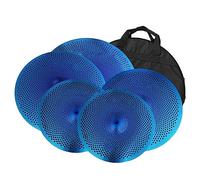 Set Di Piatti Muti 14"Hi-Hat+16"Crash+18"Crash+20"Ride+Bag Low Volume Cymbal Piatti per principianti (Color : Blue)