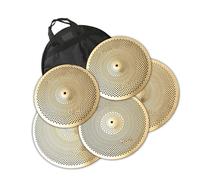Set Di Piatti Muti In Lega Dorata Confezione Di Piatti Silenziosi A Basso Volume Da 5 Pezzi Con Borsa Per Piatti Per Set Di Batteria Set di Piatti per Batteria (Color : Golden)
