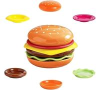Set di piatti per hamburger impilabili a 6 strati, mini piatti piani per hamburger, carino hamburger, contenitore per salsa di hamburger, antipasto, snack