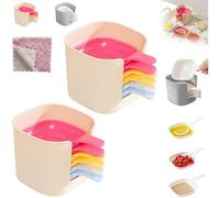 Set di piatti per salsa e supporto, mini ciotole con manico, 6 piatti in plastica per salsa con griglia per ketchup, salsa di soia, barbecue, condimenti, snack e uso da tavola per feste (colorato-2)