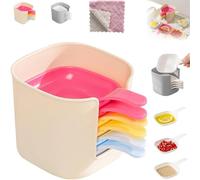 Set di piatti per salsa e supporto, mini ciotole con manico, 6 piatti in plastica per salsa con griglia per ketchup, salsa di soia, barbecue, condimenti, snack e uso da tavolo per feste (colorato-1)