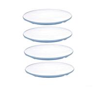 Set di piatti piani in plastica da 20 cm, leggeri e infrangibili, piatti rotondi in melamina con bordo rosso, blu, bianco, marrone (blu)