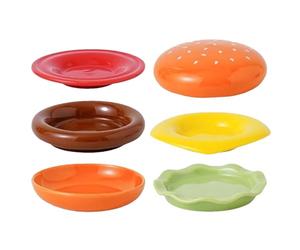 Set di piatti, piatti e ciotole - spuntino da dessert di avviamento - Gli hamburger modellano piatti impilabili di contorni in ceramica