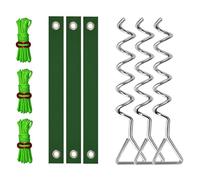 Set di picchetti per raddrizzamento per alberi resistenti con pali elicoidali in metallo e cinghia a doppio strato, resistenti antiruggine, supporti e supporti per piccoli alberi