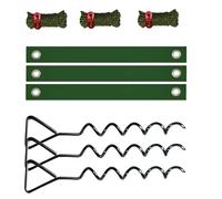Set di picchetti per raddrizzamento per alberi resistenti con pali elicoidali in metallo e cinghia a doppio strato, resistenti antiruggine, supporti e supporti per piccoli alberi