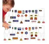 Set di piccoli segnali stradali, segnali stradali per bambini | Set da gioco con segnaletica per bambini,Quantità sufficiente I bambini giocano ai segnali stradali per viaggiare, all'aperto, a casa, a