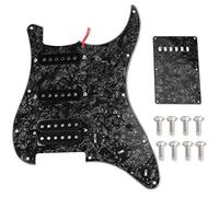 Set di pickup battipenna precablati caricati a 11 fori, accessori per chitarra elettrica, 2 pickup Single Coil e 1 Humbucker con manopole e interruttori, facile installazione per (Perla Rossa)