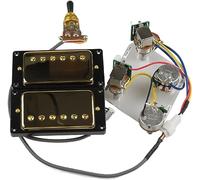 Set di pickup humbucker per chitarra con manico e ponte con cablaggio 4C, interruttore push-pull per chitarra elettrica Gibson Epiphone, parti di ricambio (telaio nero oro)