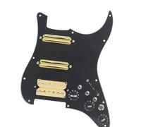 Set di pickup per battipenna pre-cablato SSH Battipenna Per Chitarra Cablaggio Caricato Interruttore Di Silenzio Precablato Chitarra Elettrica ST Pickup A Doppia Bobina Nero (Color : 3/4)