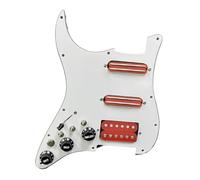 Set di pickup per chitarra elettrica, a bobina singola, per chitarra, precablato, 11 fori, SSS, rosso/bianco perlato, accessori per chitarra (battipenna rosso WH)