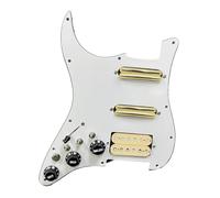 Set di pickup per chitarra elettrica, a bobina singola, per chitarra, precablato, 11 fori, SSS, rosso/bianco perlato, accessori per chitarra (battipenna giallo WH)