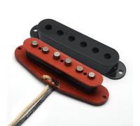 Set di pickup per chitarra elettrica, stile ST con 5 magneti Alnico, design a bobina singola, bobine in fibra rossa, costruzione in vaso di cera, poli sfalsati (medio, 50 mm)
