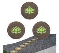 Set di pietre fosforescenti rotonde, lastre luminose per vialetti da giardino a forma di loto, pietre fosforescenti per esterni, paesaggio decorativo da giardino cinese(3pcs)