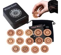 Set Di Pietre Rune | 14 Pezzi Spirituali in Legno,Gioco di Divinazione in Legno,Per Completi Riunioni Familiari Avventure Meditazioni Casa Viaggi Divinazione Apprendimento Sogni