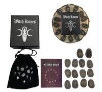 Set di pietre runiche - 14 pezzi da collezione di rune di streghe nordiche, pietre di simboli incisi in legno | Cristalli di meditazione e divinazione con borsa portaoggetti,