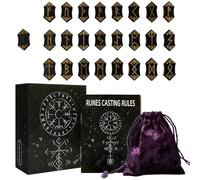 Set di pietre runiche - Set di rune intagliate in legno | Simboli energetici con borsa portaoggetti, misticismo occidentale per dormitorio, casa, viaggio, campeggio, picnic, famiglia, amico