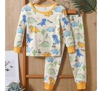 Set di pigiama aderente per bambino, top pullover a maniche lunghe con girocollo in maglia morbida con motivo di animali cartoni animati e pantaloni lunghi con vita elastica, set da 2 pezzi 6Y,7Y,4Y,5