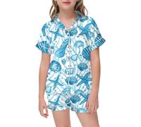 Set di Pigiama da 2 Pezzi per Ragazze,Pigiama Ragazzo Lungo in Raso con Bottoni Abbigliamento Bambina Solido Loungewear Natalizio Bambino Estivo Notte 7-14 Anni