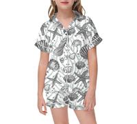 Set di Pigiama da 2 Pezzi per Ragazze,Pigiama Ragazzo Lungo in Raso con Bottoni Abbigliamento Bambina Solido Loungewear Natalizio Bambino Estivo Notte 7-14 Anni