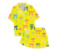 Set di Pigiama da 2 Pezzi per Ragazze Ragazzo Lungo con Due Tasche Maglietta e Pantaloni Corti Pesante Bambina Abbigliamento casa Famiglia Tempo Libero Viaggi